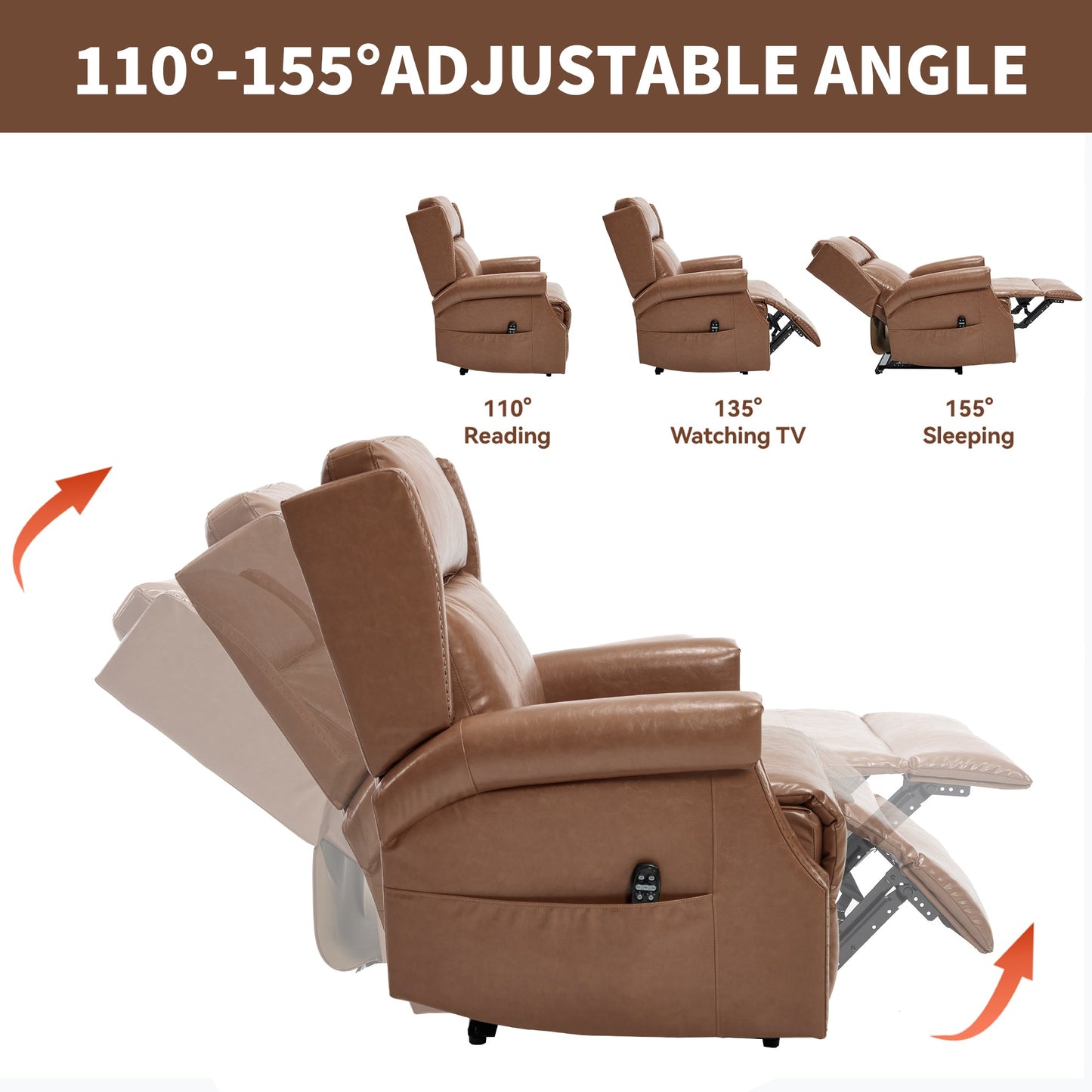 Camel Manual Recliner Chair in Faux Leather