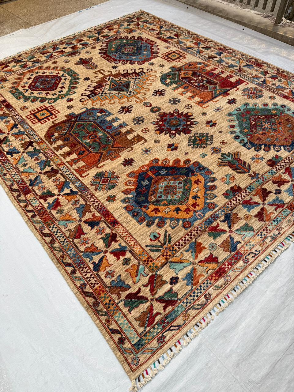 Hand-Knotted Vegetable Dye Heriz Rug from Pakistan, 8' 3" x 10'