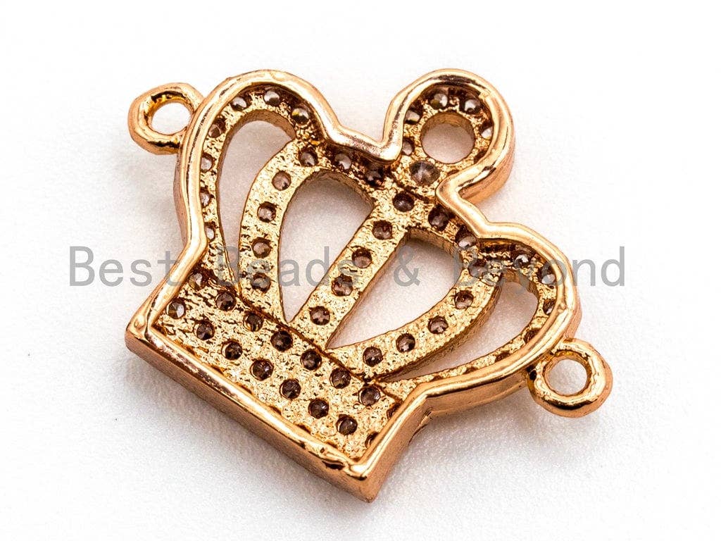 15x19mm CZ Micro Pave Crown Connector, Cubic Zirconia Space Connector, CZ Crown Beads, Micro pave crown findings, 15x19mm,sku#E353