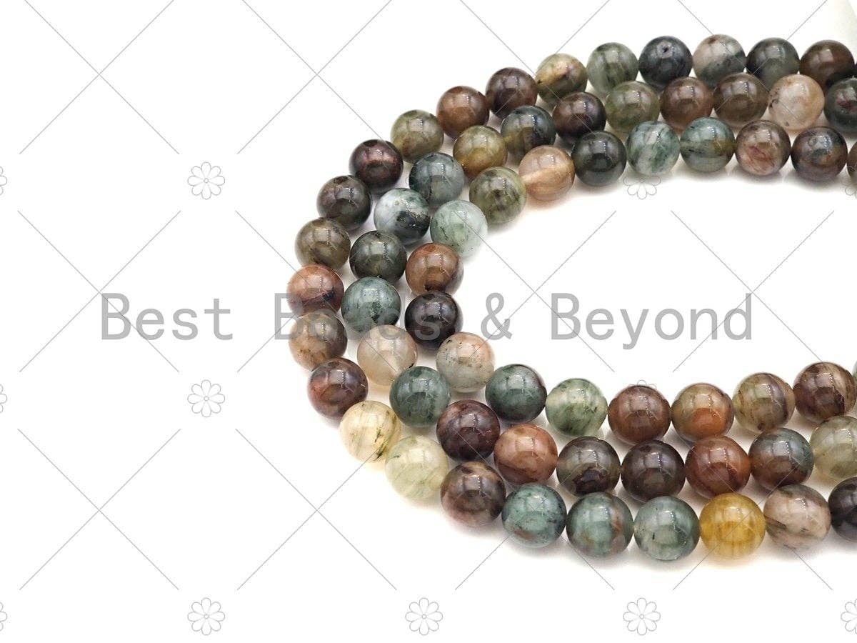 Natural Quality Colorful Phantom Round Smooth Beads, 6mm/8mm/10mm Genuine Agate, 15.5'' Full Strand, Sku#U1064c
