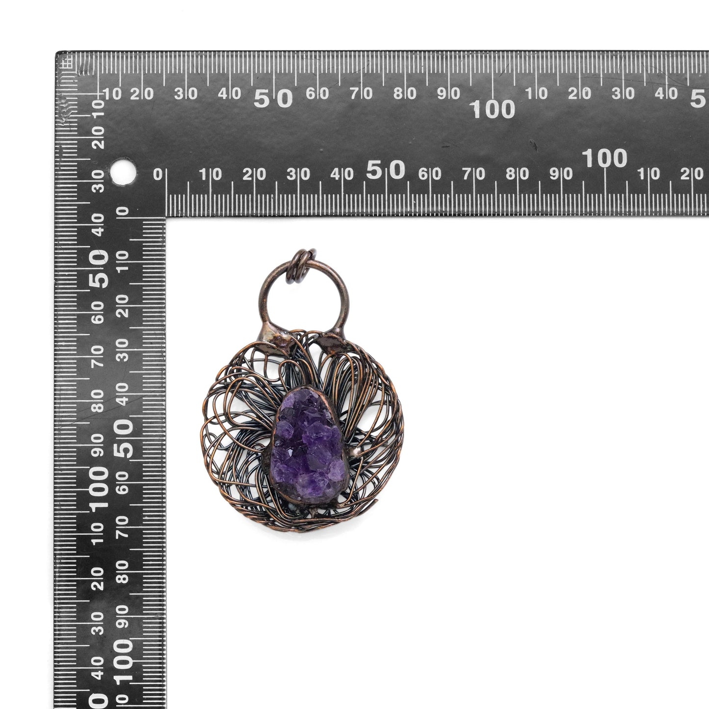 Natural Amethyst Copper Wired Flower Pendant, sku# YT45