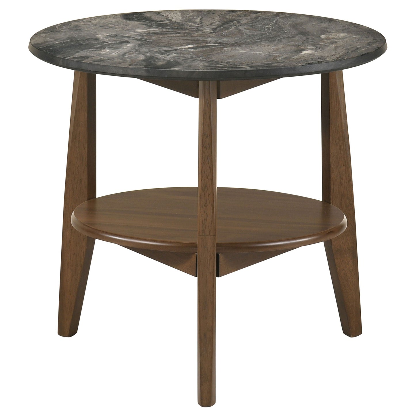 Bradley Round SmartTop End Side Table Smokey Grey and Dark Brown