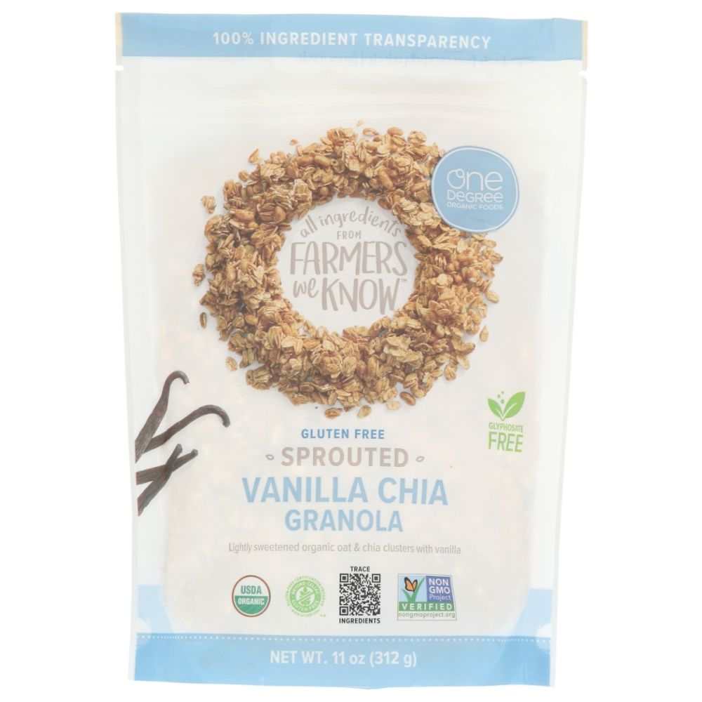 ONE DEGREE: Sprouted Oat Granola Vanilla Chia |Healthy Breakfasts 11oz