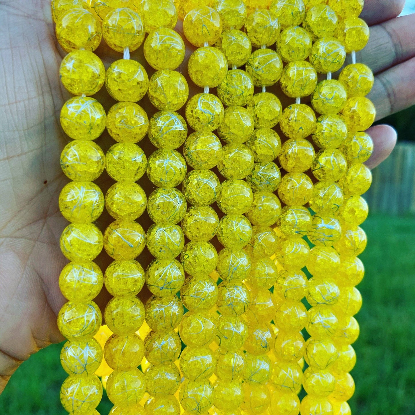 Colorful Crack Quartz, Yellow/ Red/Black/ Blue/Aqua Blue Cracked Quartz, 8mm/10mm/12mm Quartz, 15.5"Full Strand, sku#U55C
