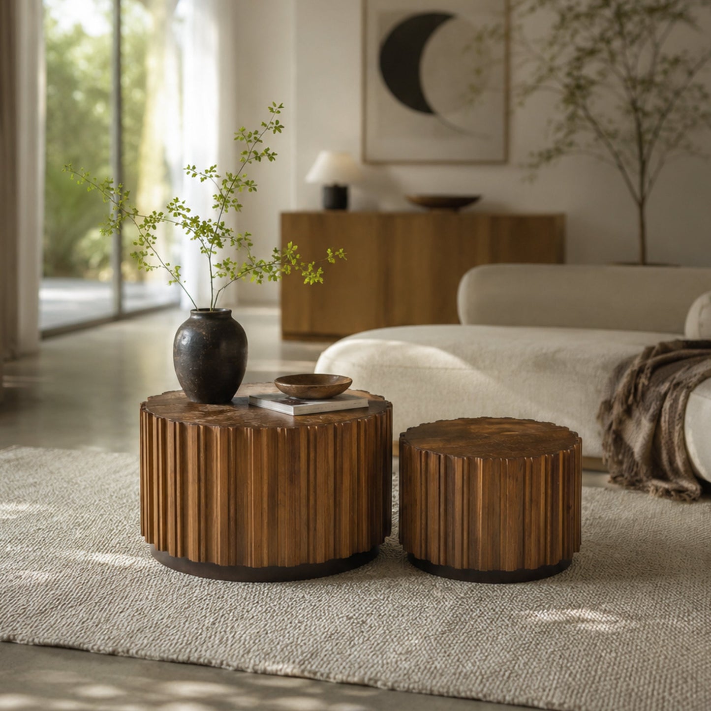 19.7"+27.5" Round Nesting Coffee Table Set of 2