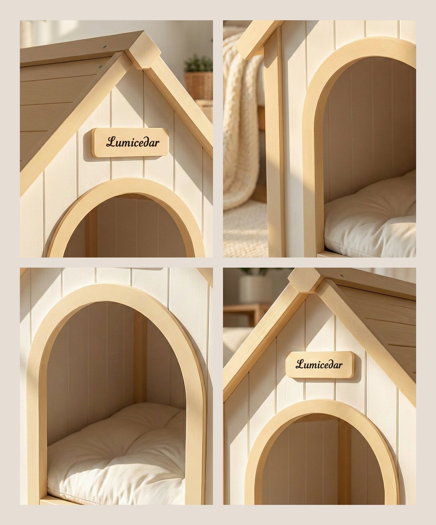 Modern Indoor Wooden Dog House with EVA Cushion