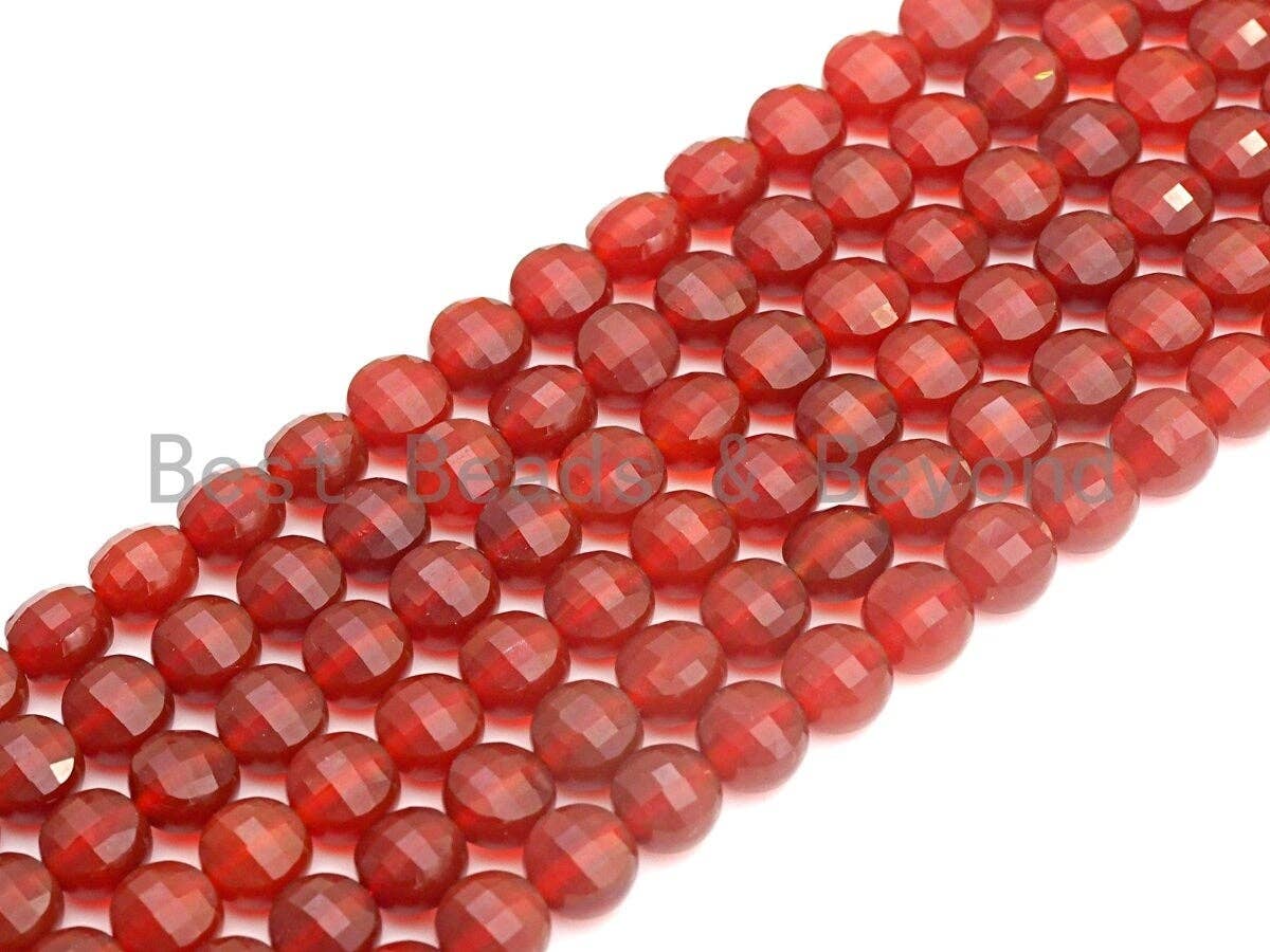 Double Sided Turtle Shell Cut Natural Carnelian Coin Shape beads, 6mm/8mm/10mm Natural Carnelian Beads, 16" Full strand, Sku#U694