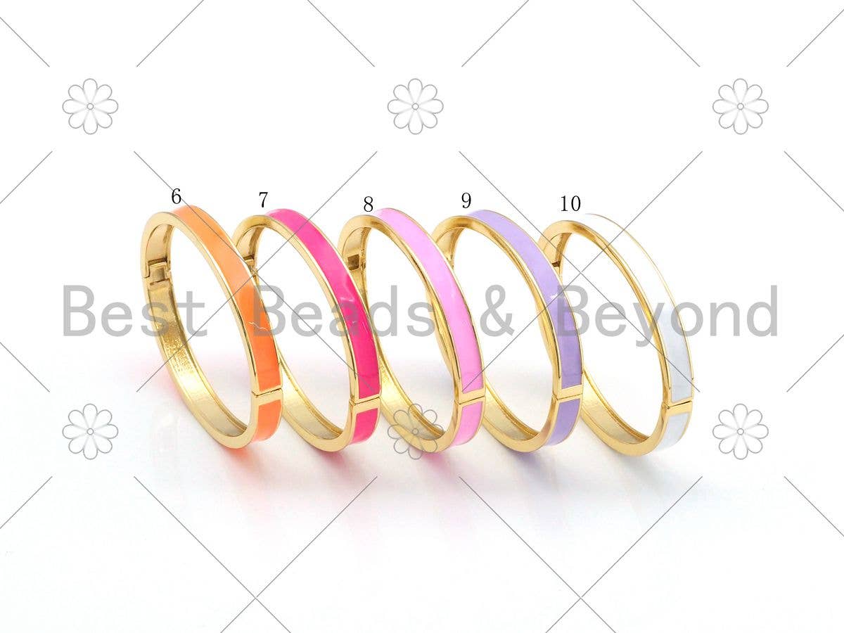 Thick Colorful Enamel Bracelet, Fully Around Enamel Bracelet, stacking bracelet, Stackable Bracelet, 7x66mm,Sku#X268C