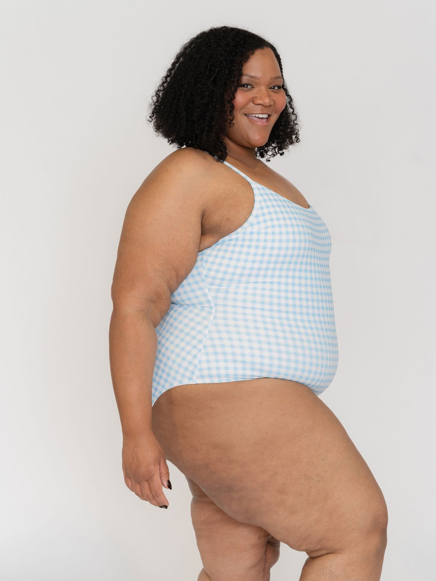 Sky Gingham Tank One-Piece
