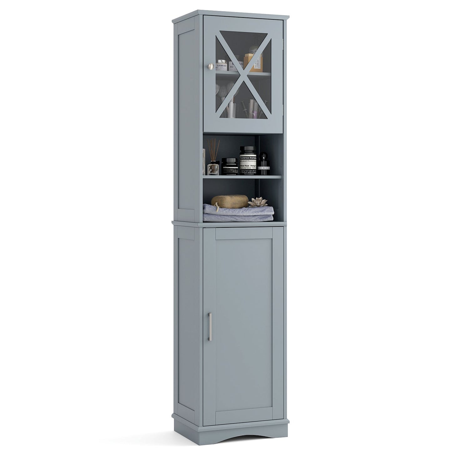 67 Inch Tall Bathroom Cabinet Freestanding Storage Cabinet with 5 Adjustable Shelves