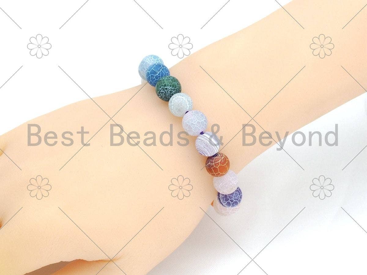 Natural Multicolor/Orange Fire Agate Stretchy Bracelet