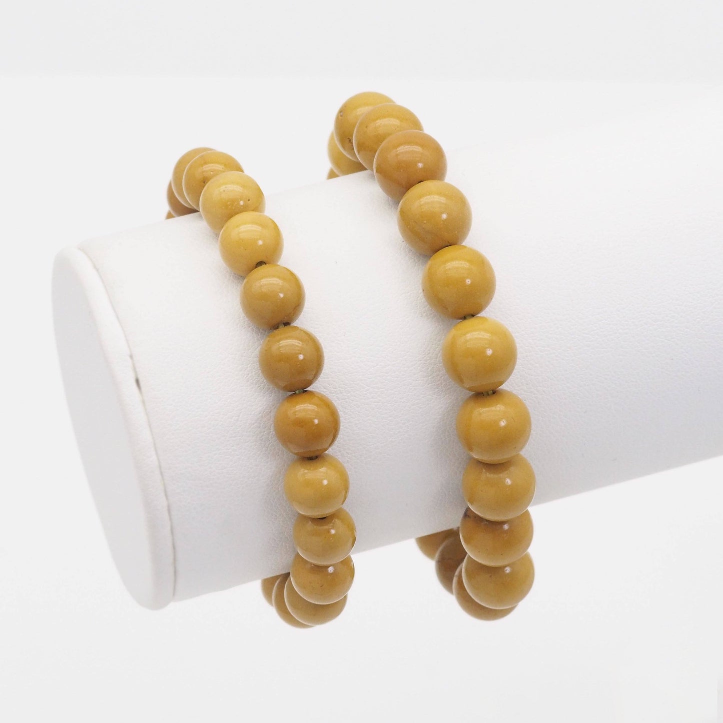Genuine Yellow Jasper Round Stretchy Bracelet, Sku#EF446