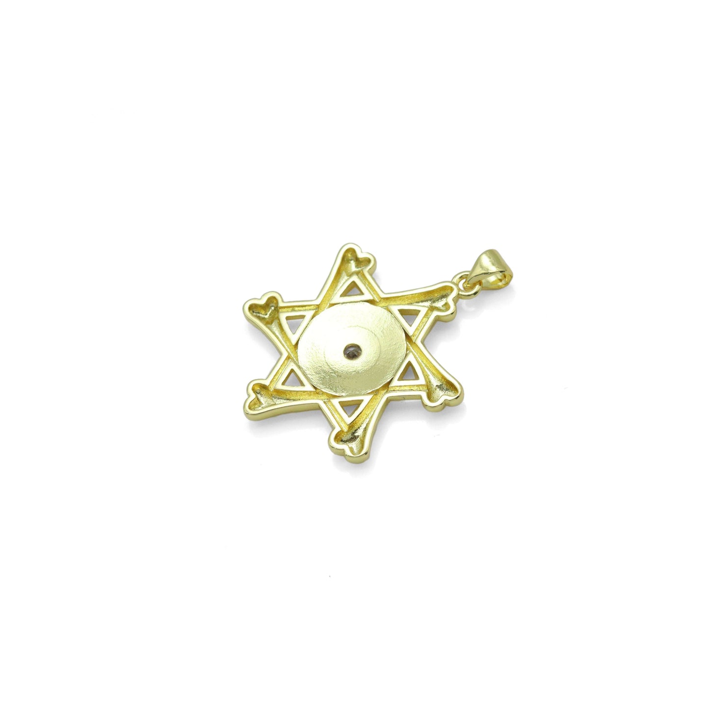 Gold Clear CZ Evil Eye Star Charm Pendant, Sku#LK981