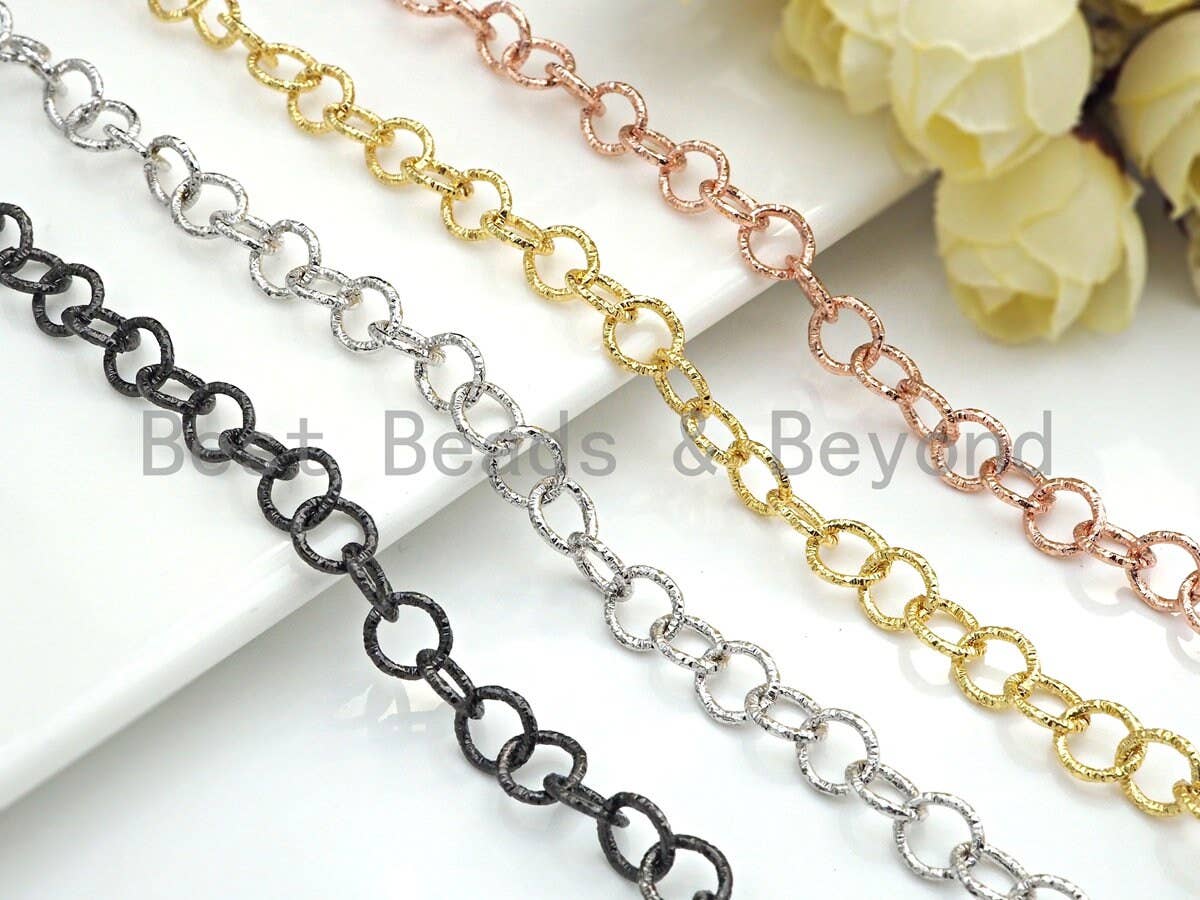 8mm Cross Link Chain by Yard, Rolo Chain, Gold/ Gunmetal / Silver/ Rose Gold Brass Chain, sku#E509