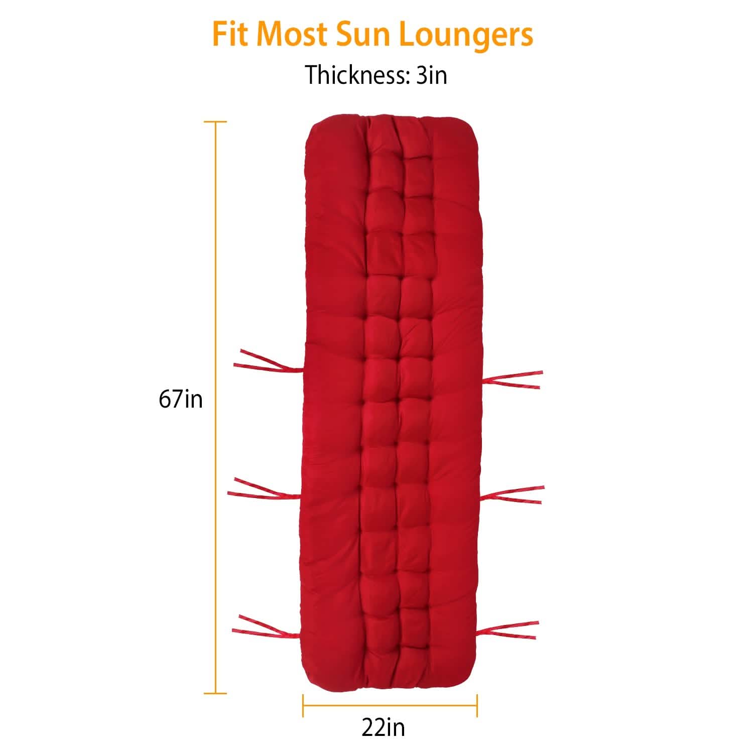 Coussin de chaise longue inclinable 67x22in pour fauteuil à bascule et canapé