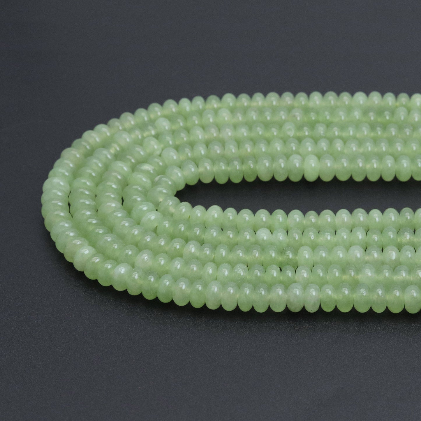 5x8mm Smooth Rondelle Light Green Jade Beads, Sku#U2061