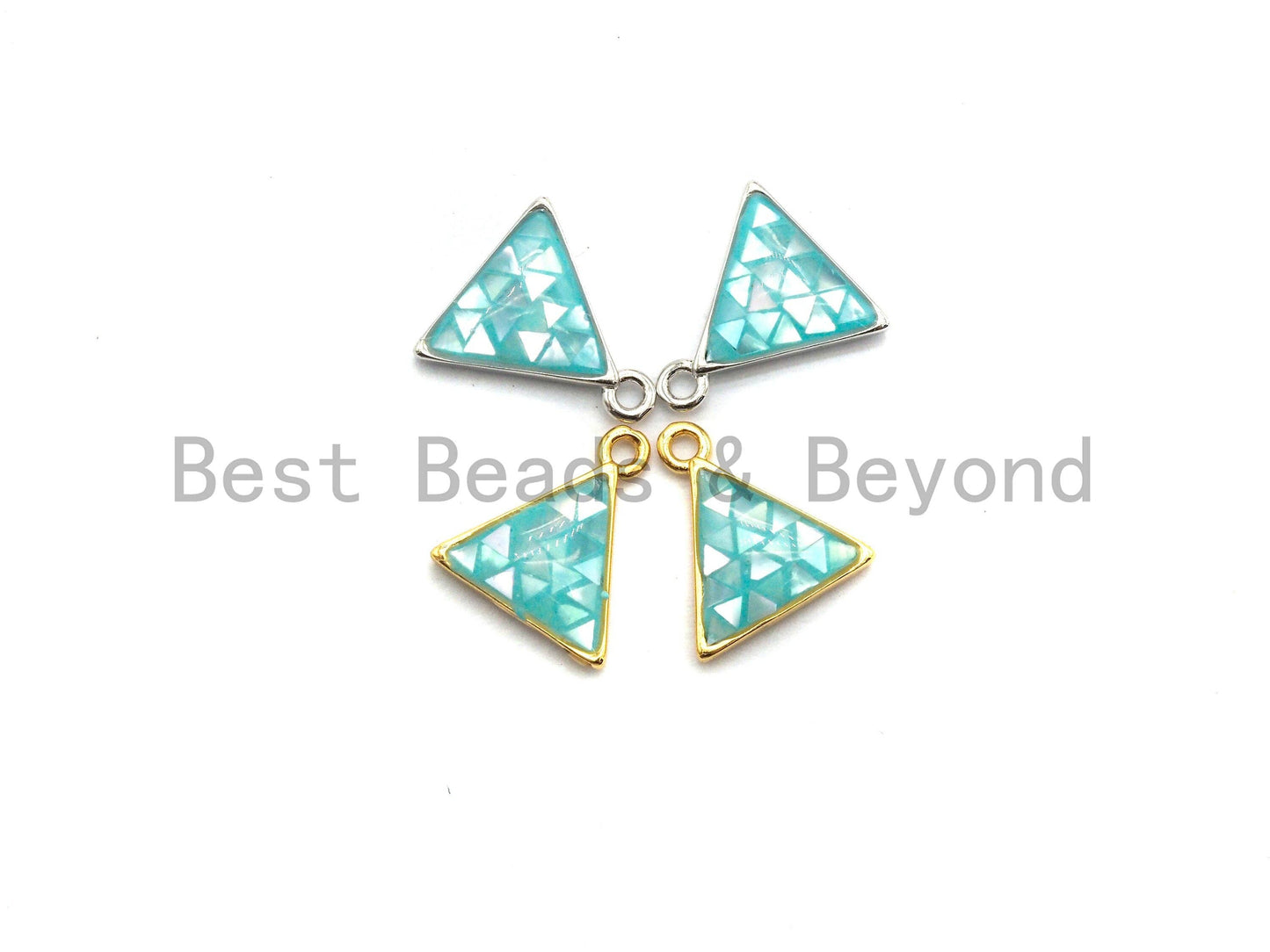 Natural Aqua Blue Shell Triangle Shape Charm, Sku#Z308