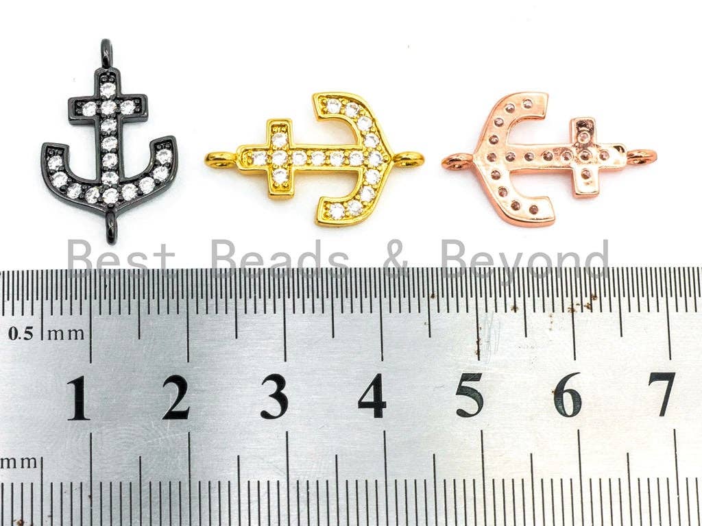 CZ Clear Micro Pave Anchor Arrow Connector, Clear CZ on Gold/Silver/Rose Gold/Gunmetal Bracelet Necklace Charm,14x23mm, sku#M217