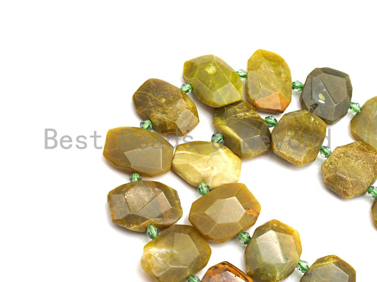 High Quality Natural Yellow Green Opal Rectangle Faceted Beads, Natural Yellow Green Opal beads, 16x22mm, sku#U657