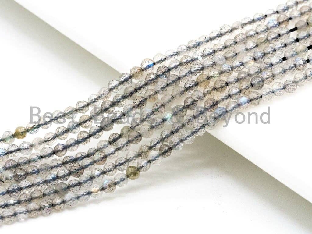 High Quality Natural Gray Labradorite Round Faceted beads, SKU#U72