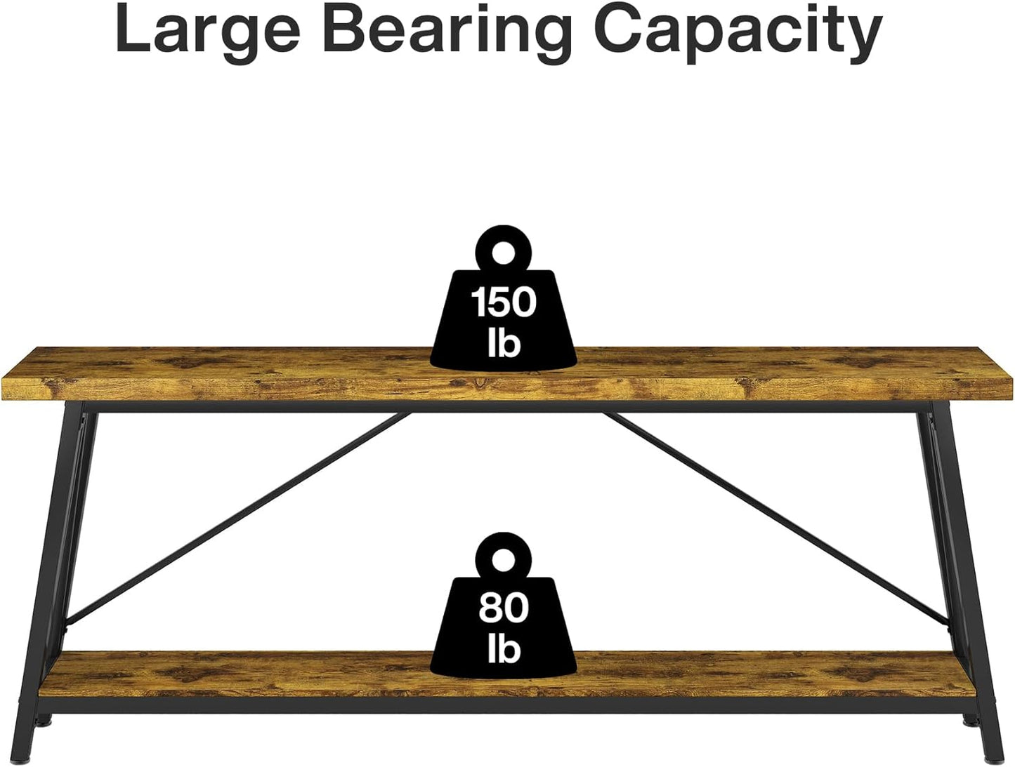 70.9" Extra Long Rustic Industrial Sofa Table