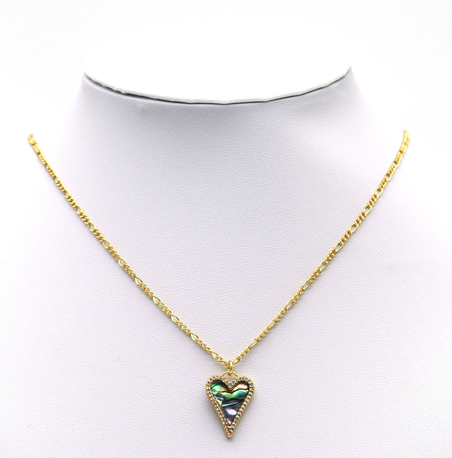 Gold Abalone heart Charm, Sku#L664