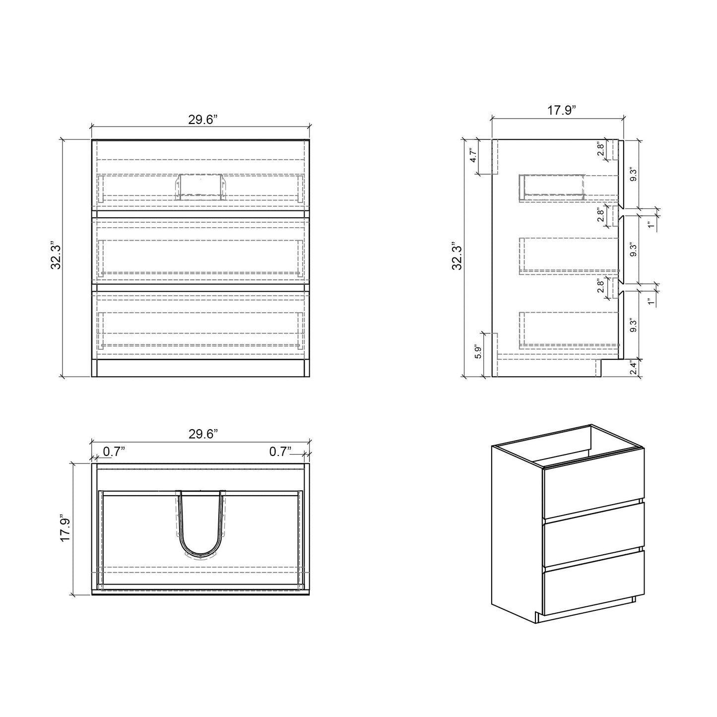 Alice - Bathroom Vanity With Sink, Large Storage Freestanding