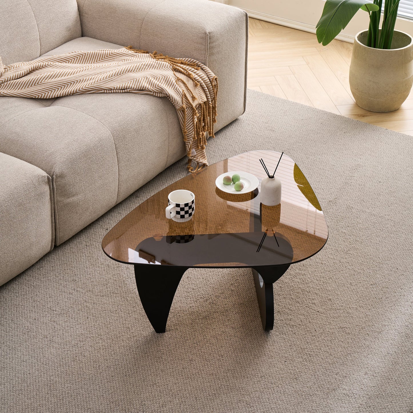 Small Farmhouse Coffee Table Mid-Century Modern Wood Center Table for Living Room