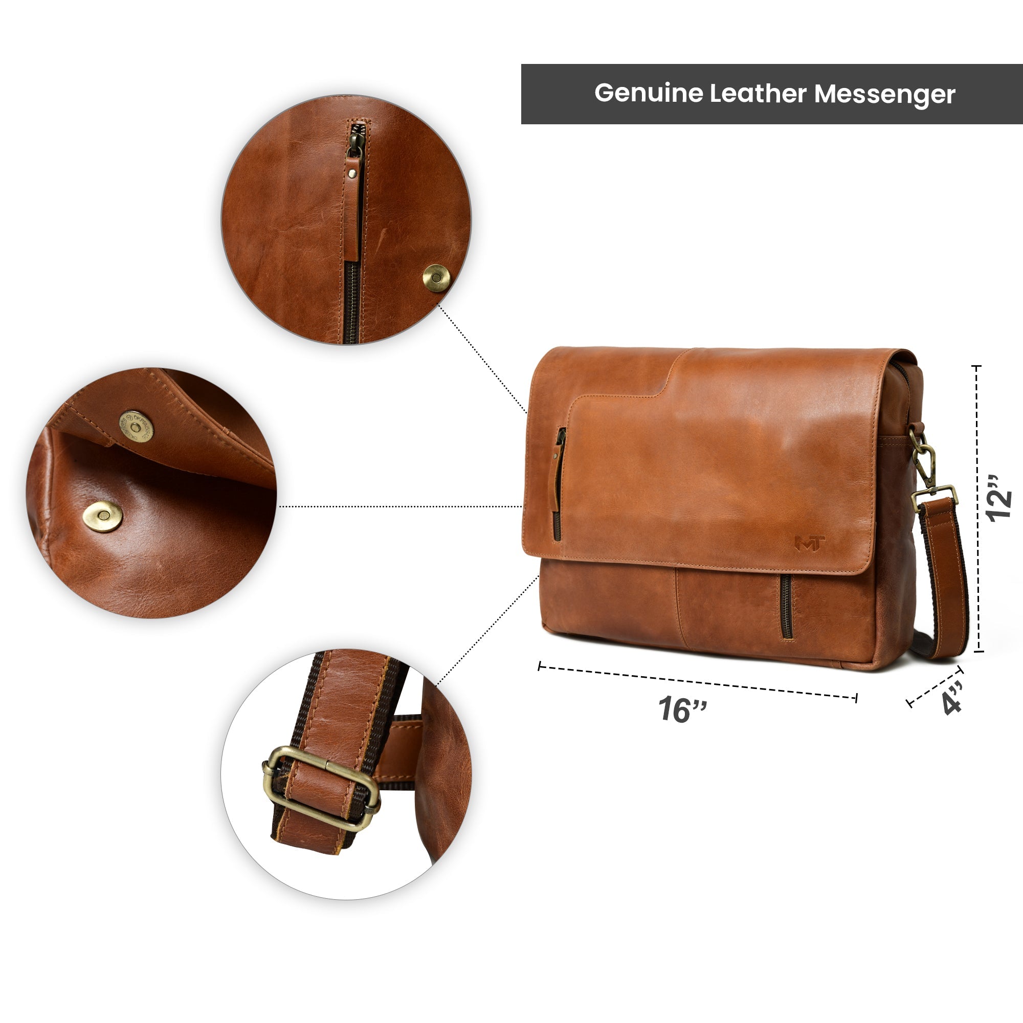 Sac bandoulière Wilson en cuir marron clair