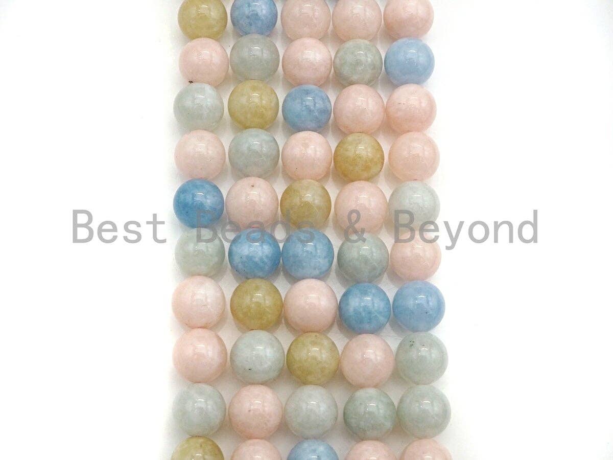 High Quality Natural Morganite Aquamarine Beads, 8mm/10mm/12mm Round Smooth Aquamarine, 15.5" Full Strand, Sku#U800