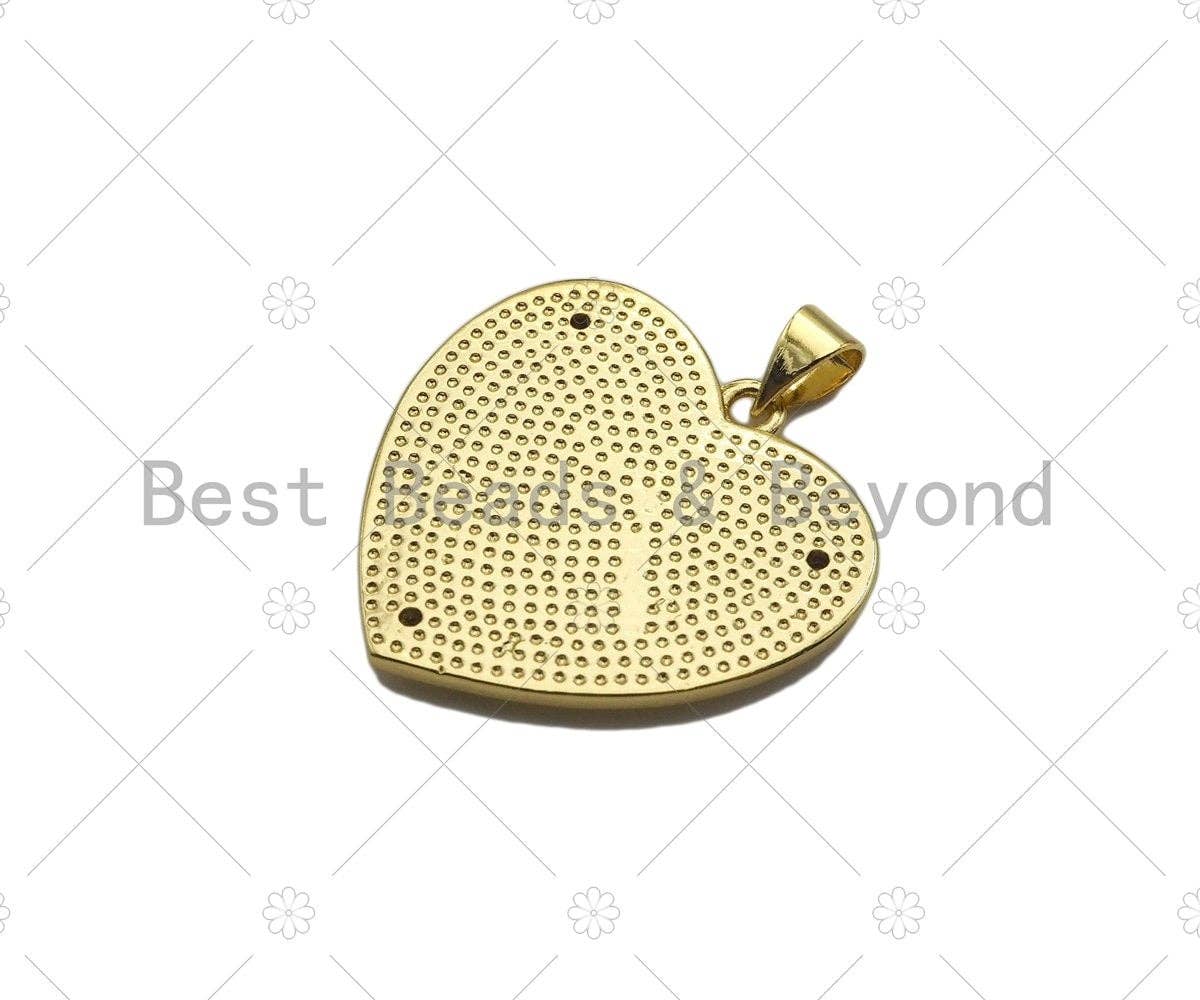 CZ Micro Pave Enamel Evil Eye On Heart Shape Pendant/Charm,Cubic Zirconia Star Charm, Necklace Bracelet Charm Pendant,25x25mm, Sku#LK217