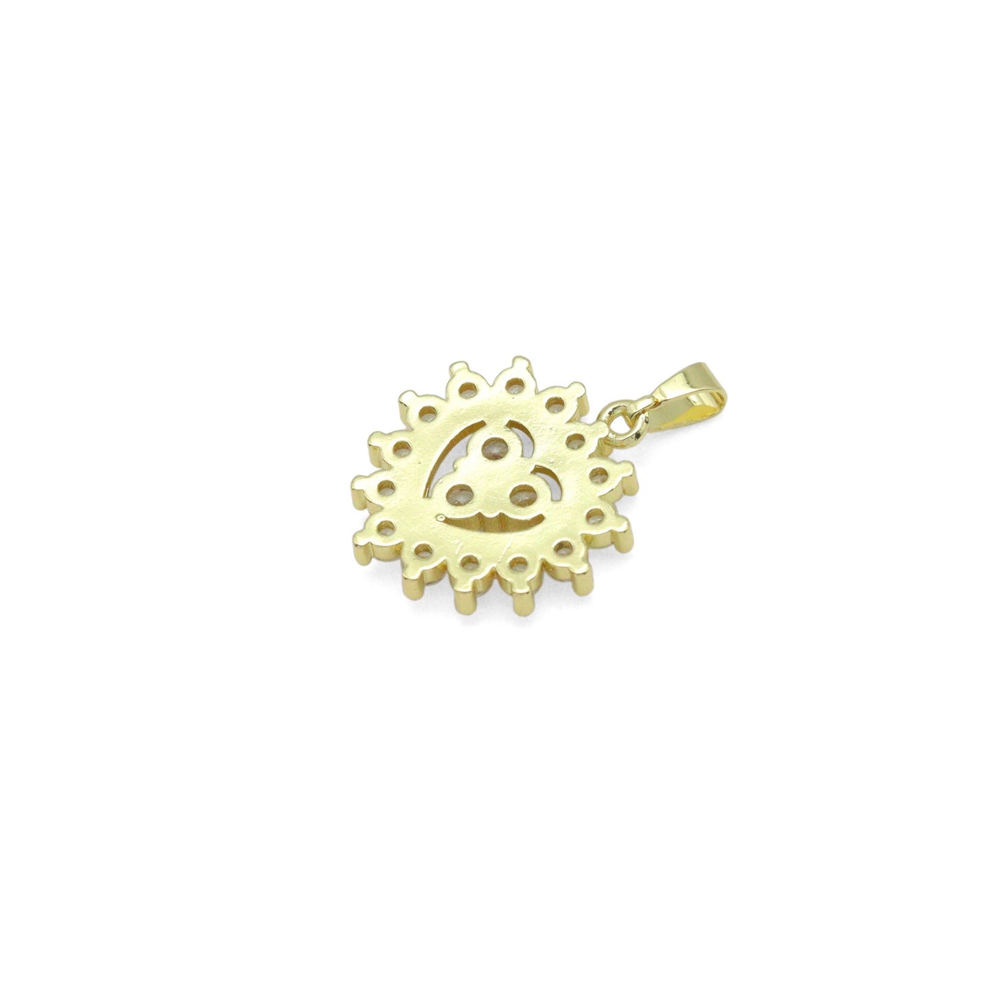 Clear CZ Diamond Around Heart Charm Pendant, Sku#LK1075