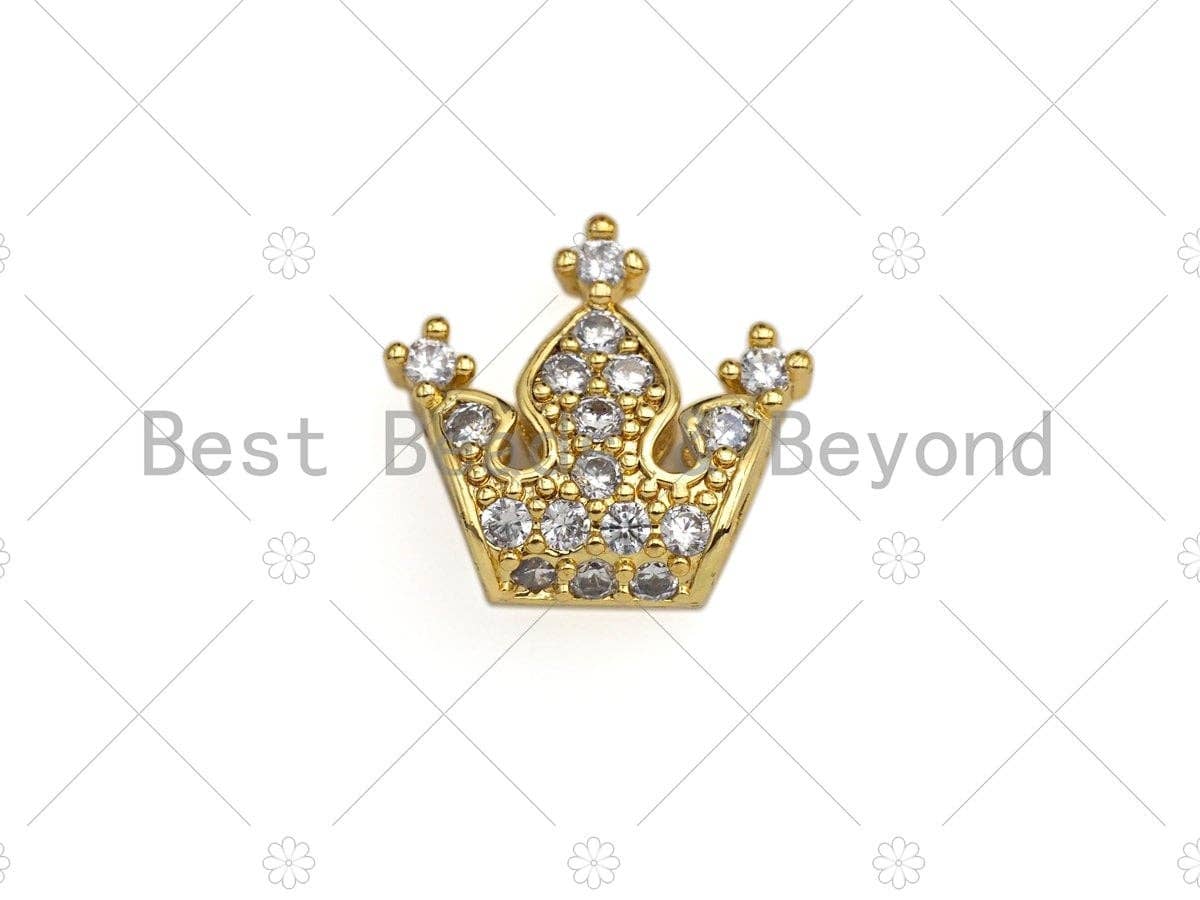 CZ Micro Pave Gold Spacer Crown Beads, Gold Crown Charm,  Crown Beads, Jewelry Findings, 15mm, sku#LK45