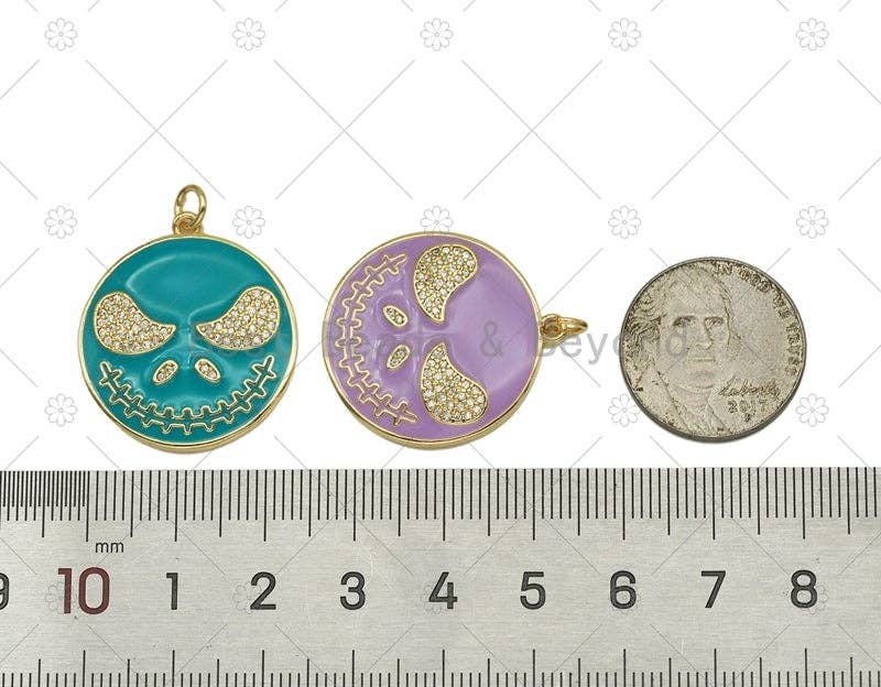 Enamel Skull Charm, Skull Pendant, Halloween Jewlery, sku#F1452