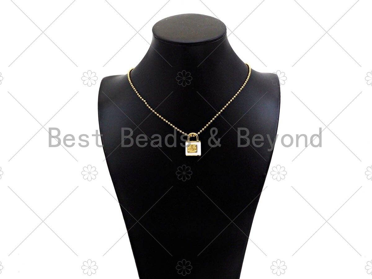 Gold Filled Colorful Enamel Lock Shape Pendant, 18K Gold Filled Lock Enamel Charm, Enaeml Jewelry,15x22mm,Sku#LK361