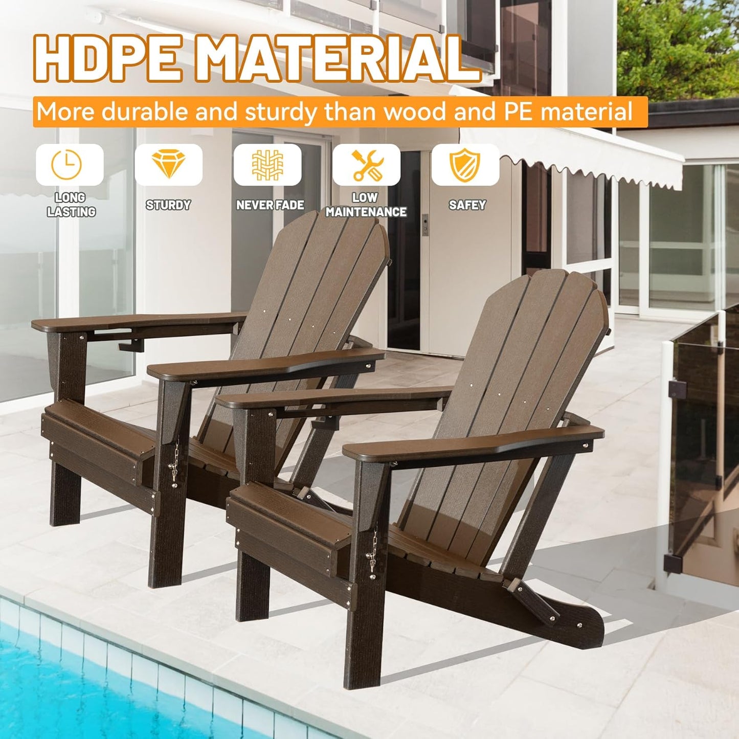 Adirondack Chairs Set of 2 - Brown