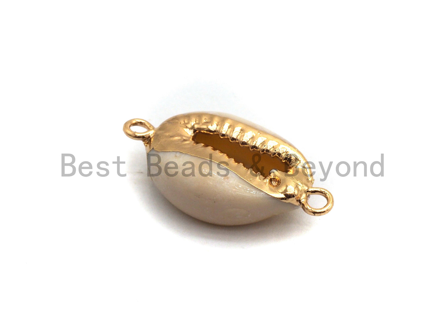 Gold Plated Cowrie Shell Connector, Double Bails Cowrie, Cowrie Charms, Gold Cowrie, Cowrie Necklace, Boho Charm, 12x24mm, Sku#V38