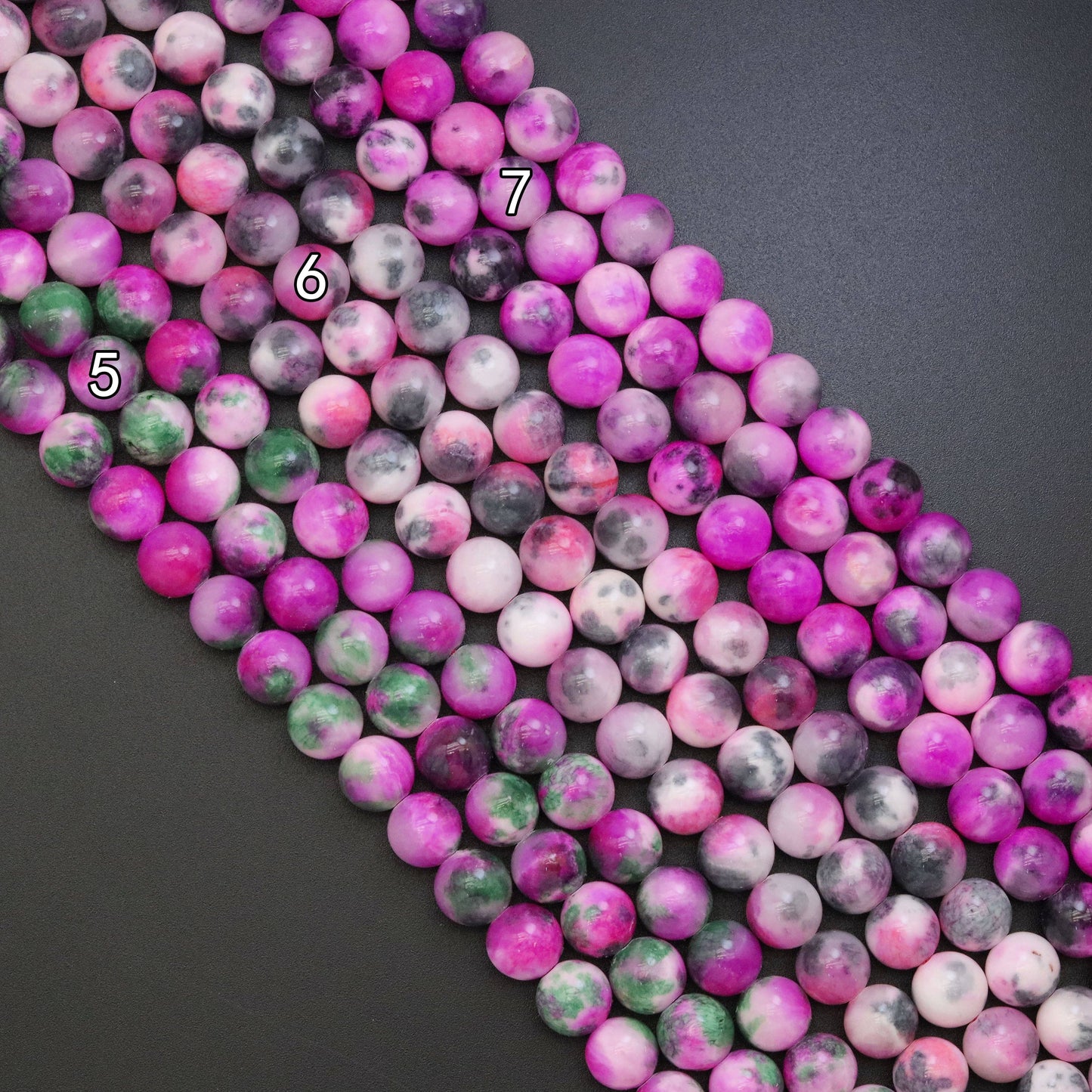 Colorful Jade Round Smooth Beads, Sku#U1900