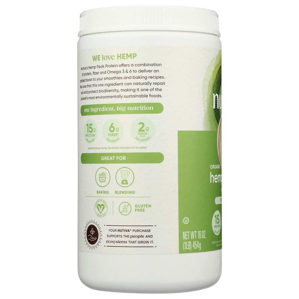 NUTIVA: Organic Superfood Hemp Protein 15G, 16oz| Rich Plant Nutrition