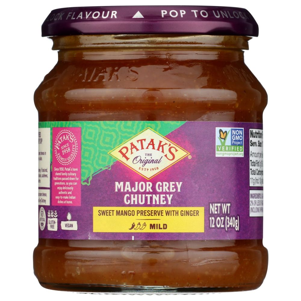 PATAK'S:  Major Grey Chutney Sweet Mango Preserve with Ginger, 12 oz