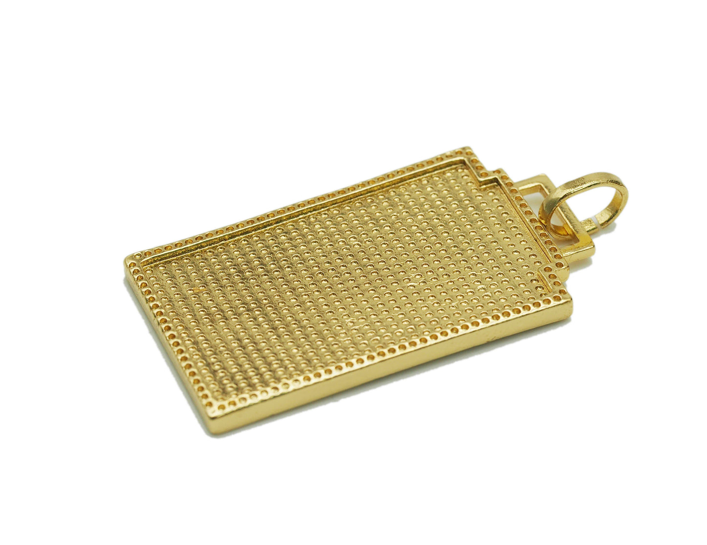 CZ Enamel Evil Eye On Rectangle Pendant, Sku#JL98