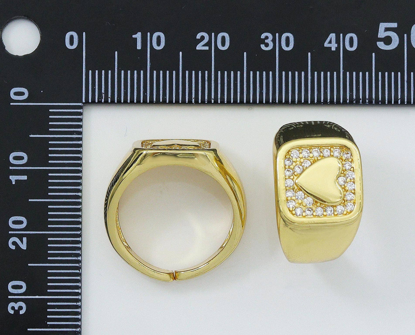 CZ Heart On Square Adjustable Ring, Sku#JL105
