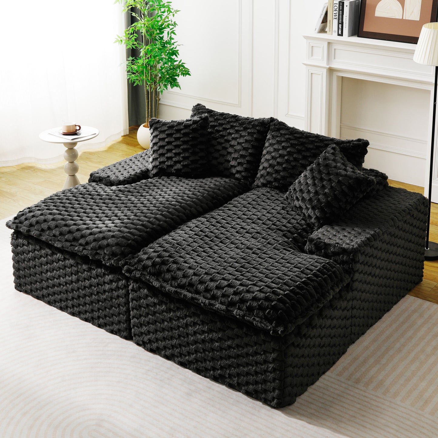 Black Turtle Velvet Double Chaise Lounge