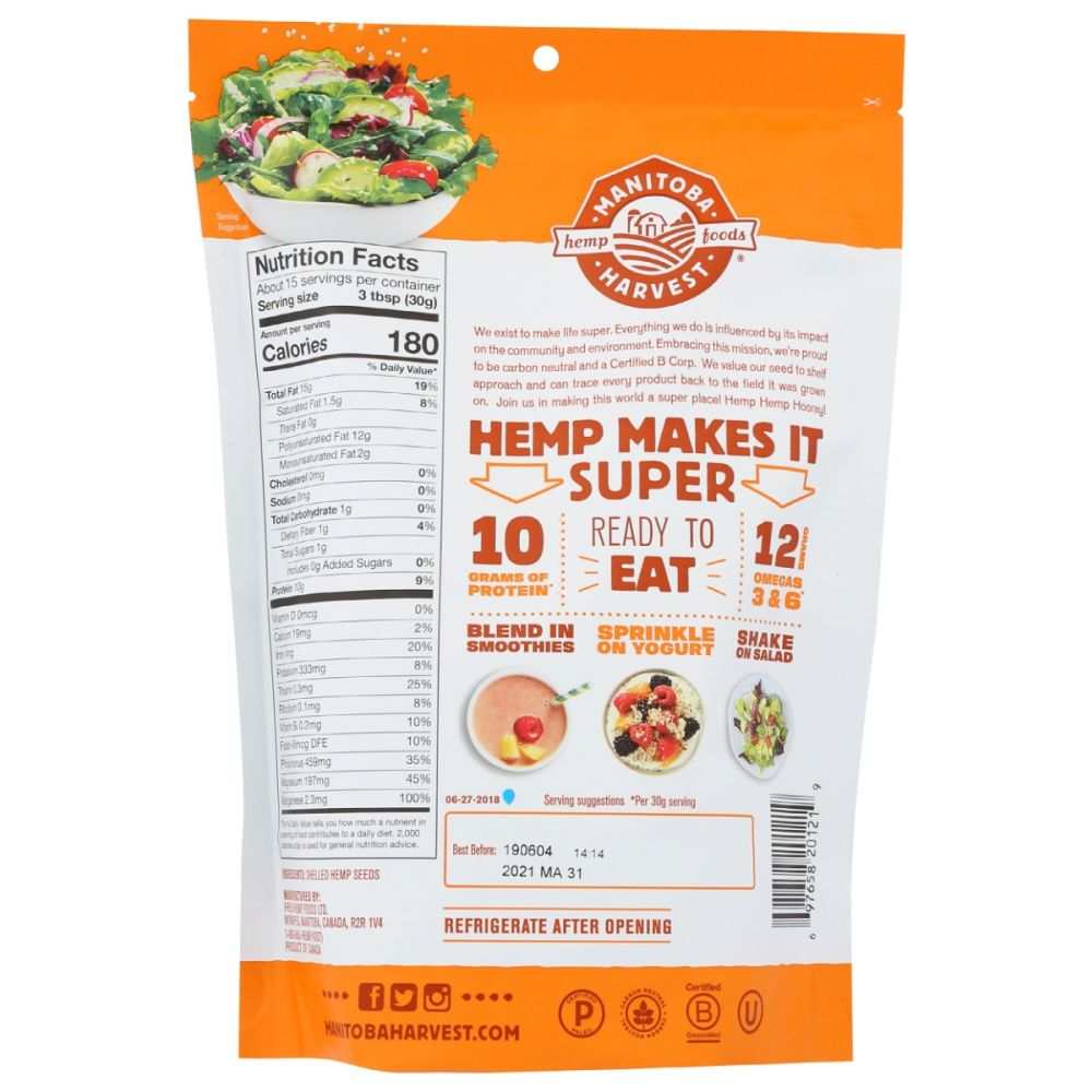 MANITOBA HARVEST Hemp Hearts Natural | Raw Shelled | Hemp Seed - 16 oz