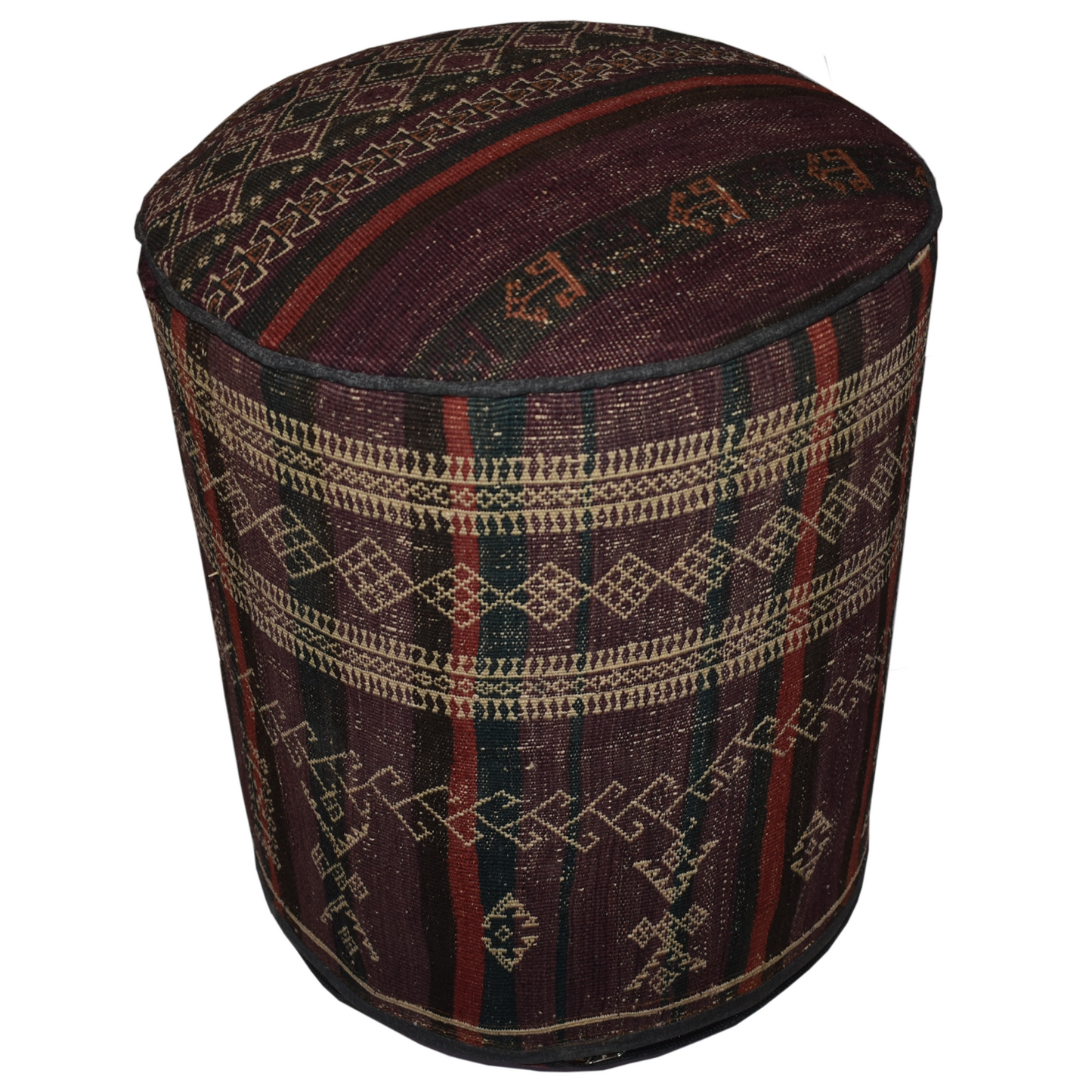 One of a Kind Kilim Rug Pouf Ottoman foot stool - #69
