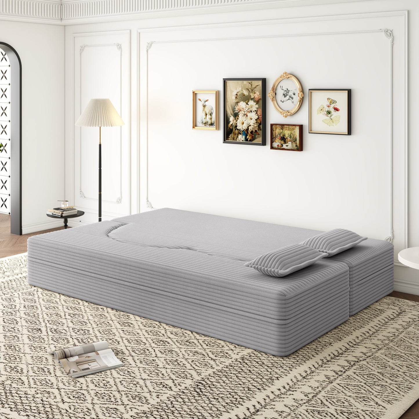 Modern Floor Sofa with 2 Pillows