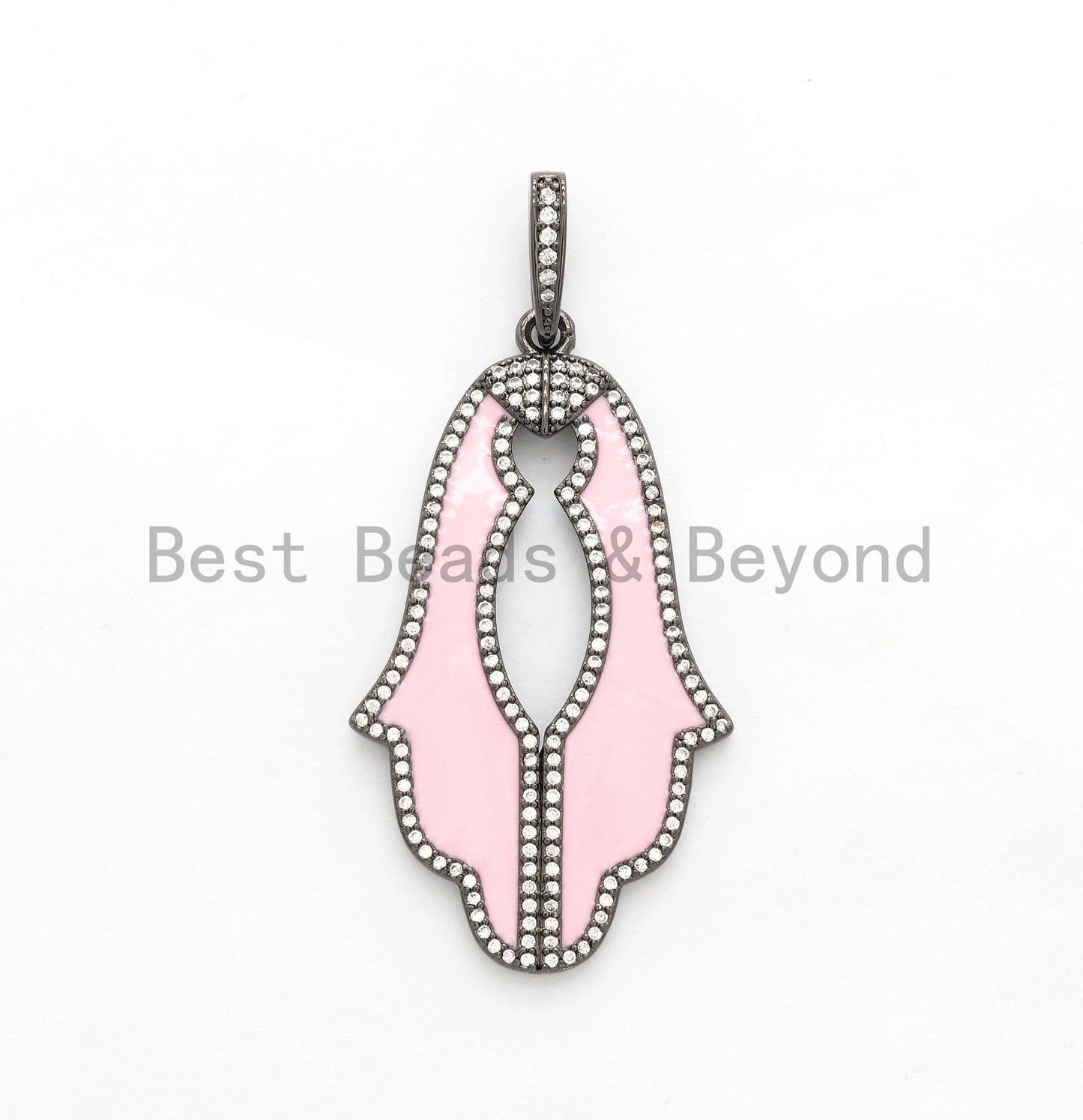 NEW Enamel Colorful Hamsa Hand Pendant,CZ Micro Pave Oil Drop Leaf pendant,Enamel pendant,Enamel Jewelry,27x47mm,sku#F568C