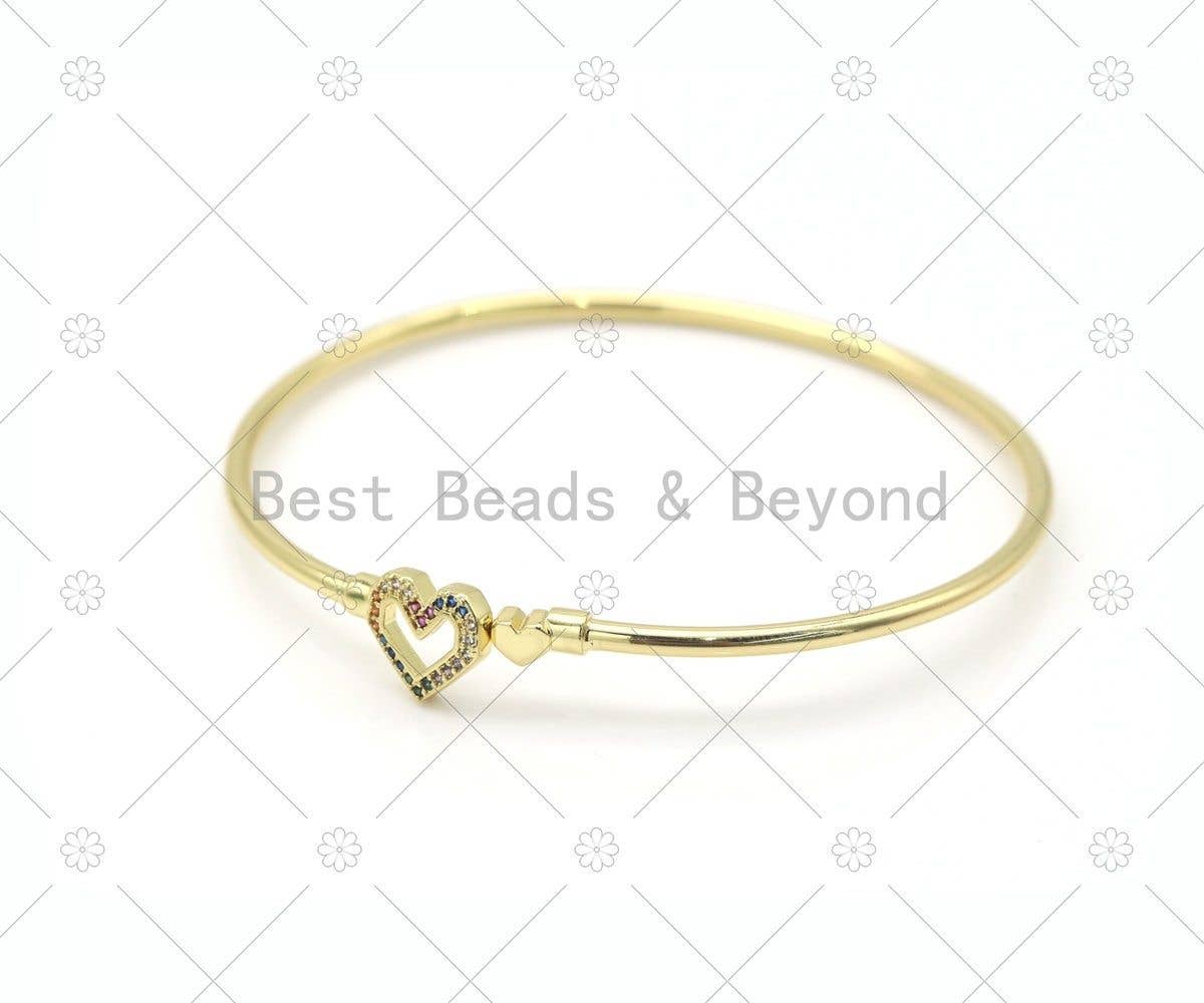 CZ Heart Open Cuff Bracelet, Sku#LK516