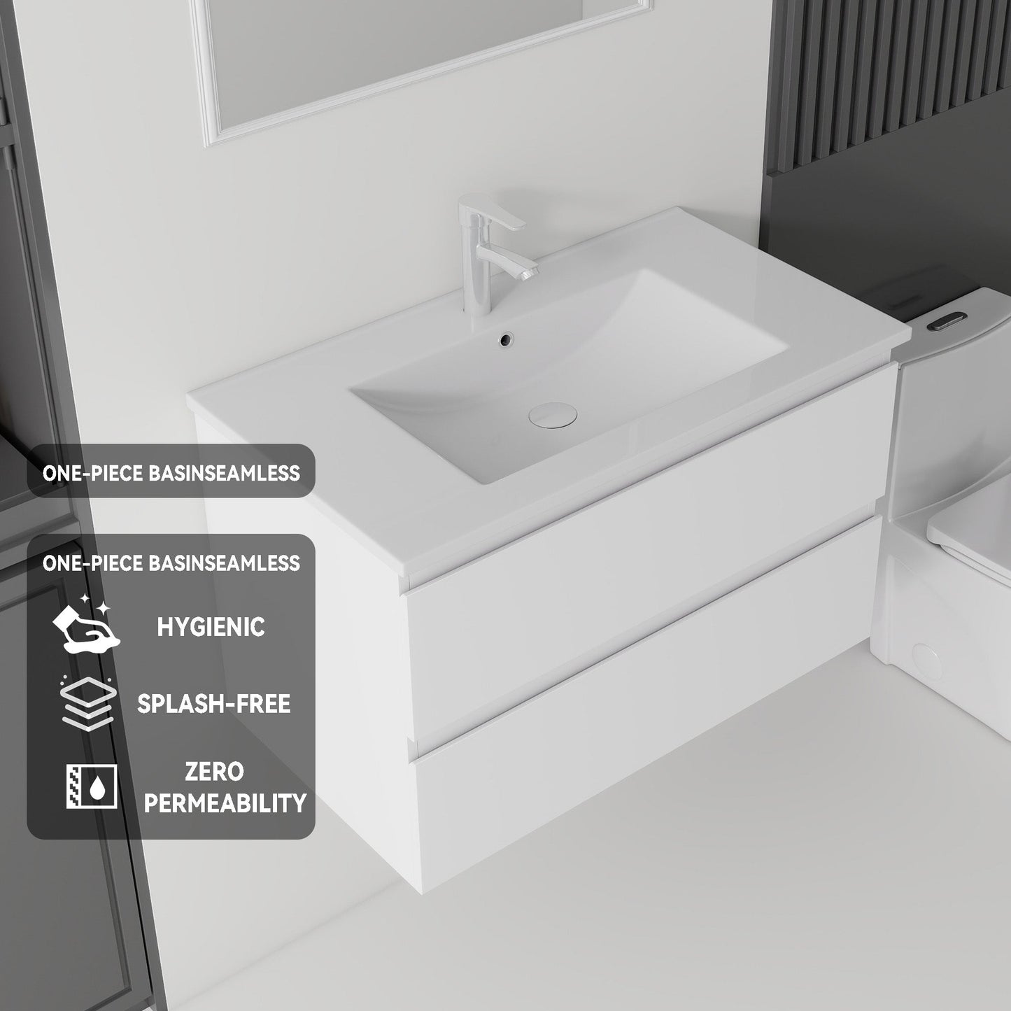30 Inch Floating Bathroom Vanity with Sink