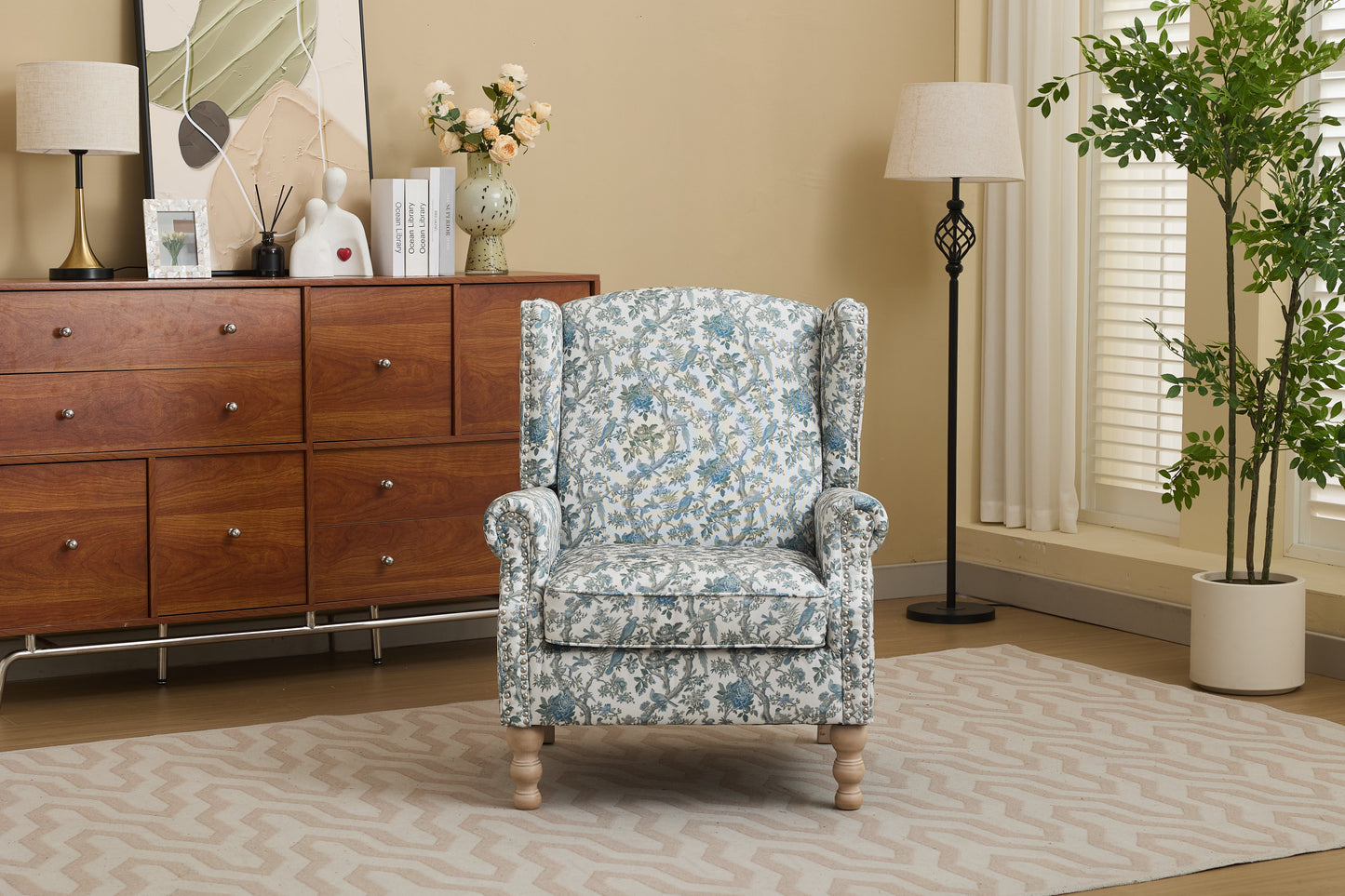 Modern Accent Chair with Retro Wood Legs
